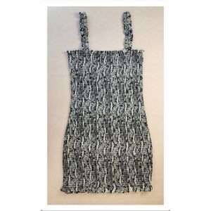 WILD HONEY Snake Print Smocked Bodycon Cocktail Mini Dress Large